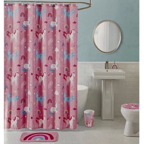 Matt & Maddie Unicorn Rainbow Hooks Kids Collection 12 Shower Curtain Hook Set - Picture 15 of 15